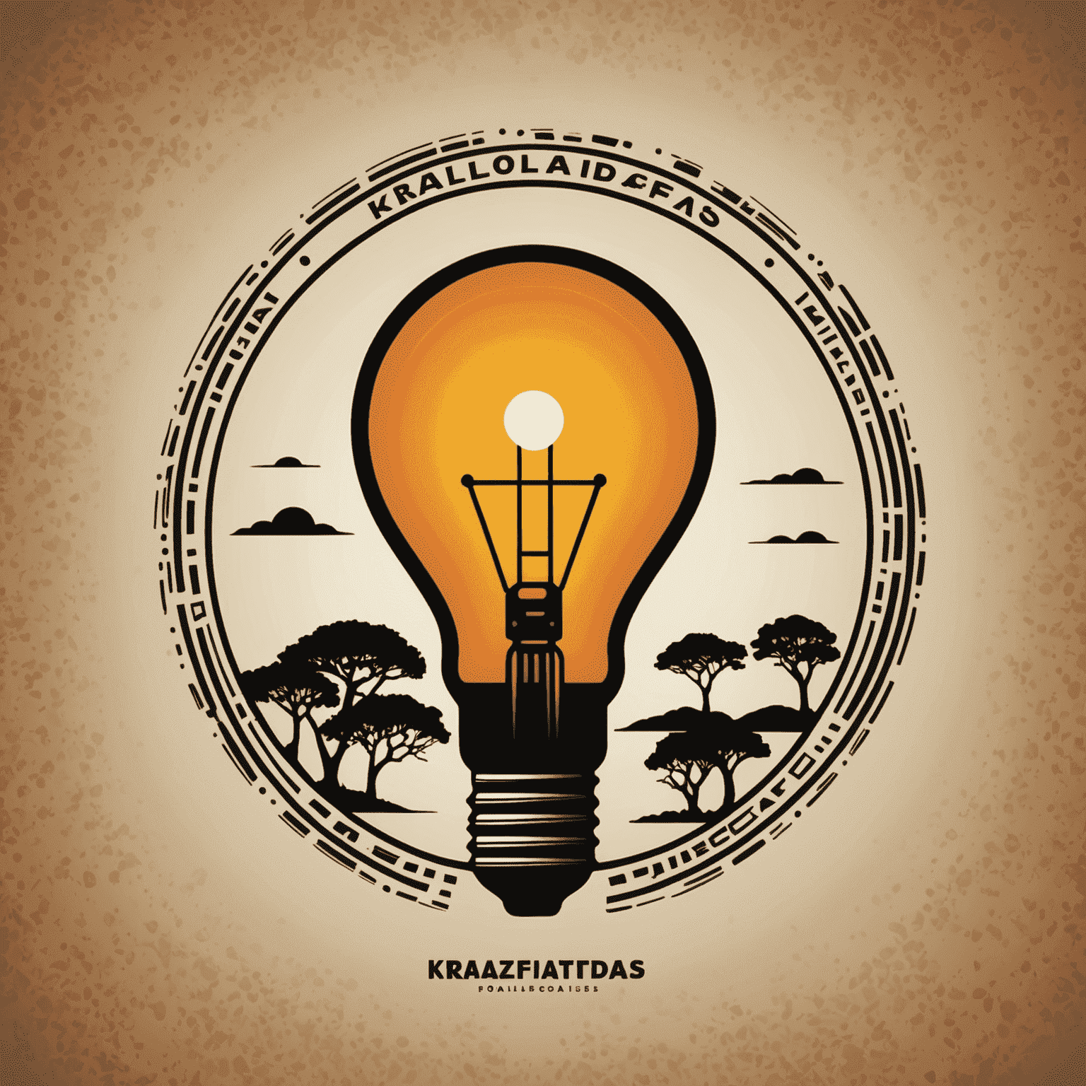 KraalofIdeas logo - An abstract representation of a traditional African kraal with a light bulb in the center, symbolizing innovative ideas in the energy sector