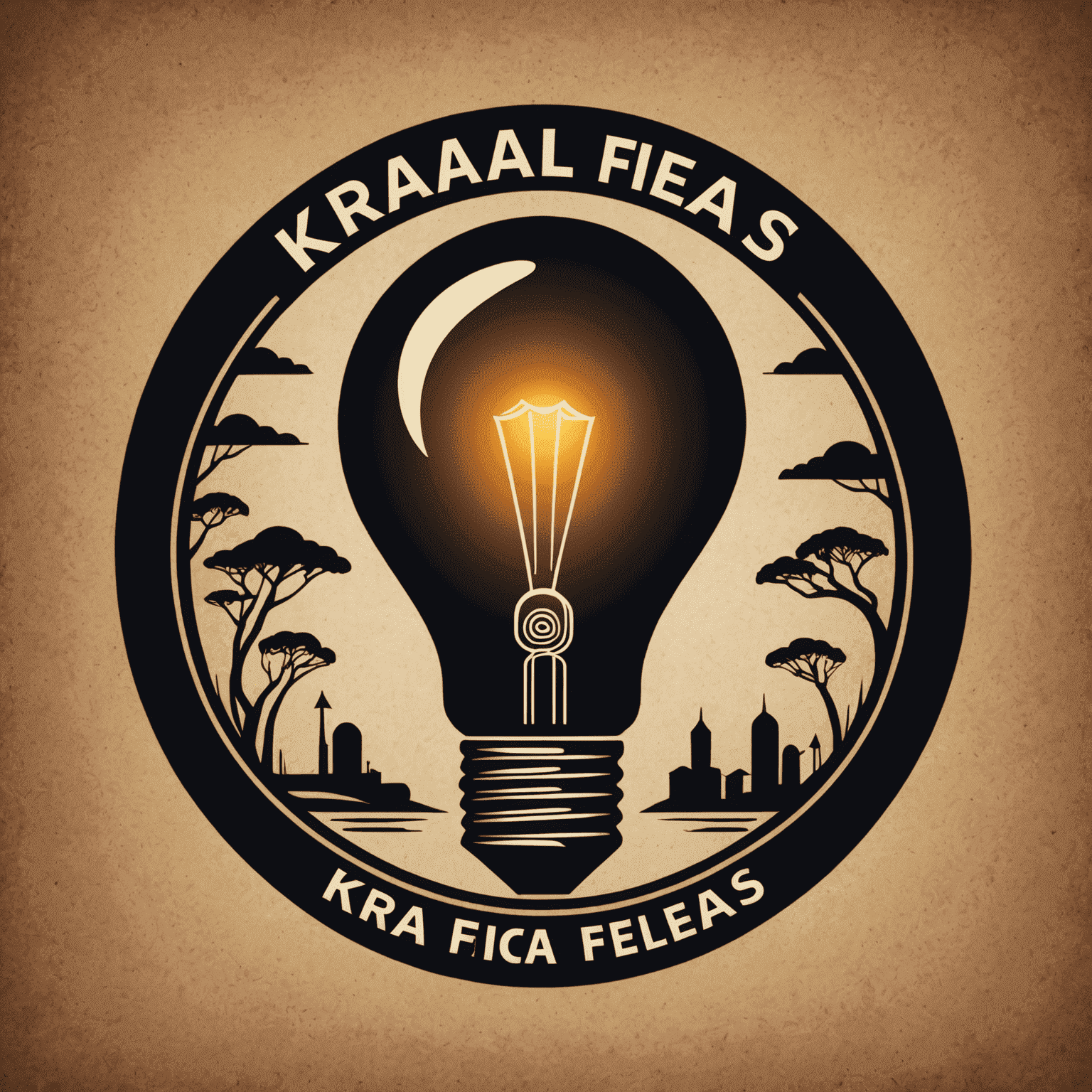 KraalofIdeas logo - An abstract representation of a traditional African kraal with a light bulb in the center, symbolizing innovative ideas in the energy sector