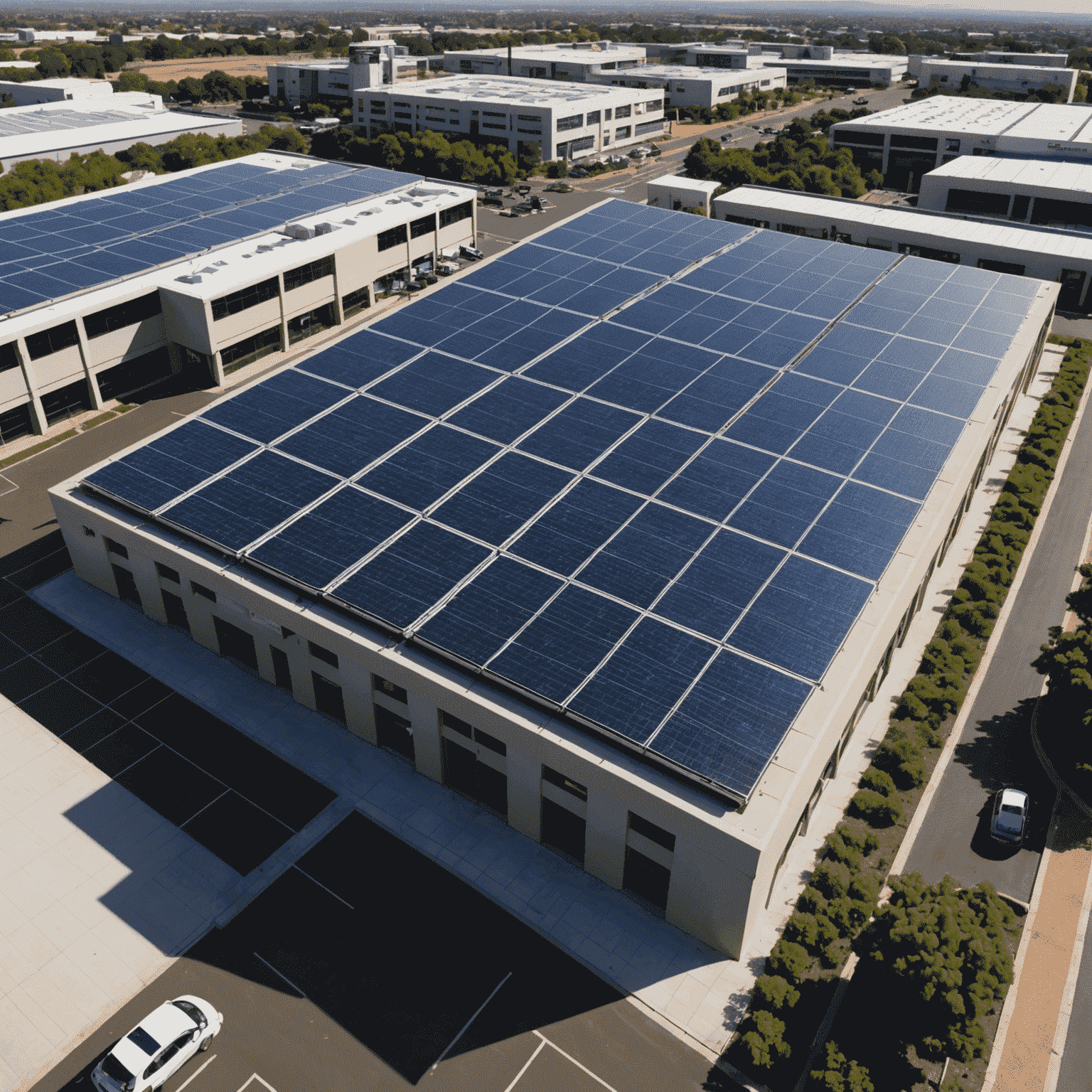 Large-scale commercial solar installation on a South African business complex